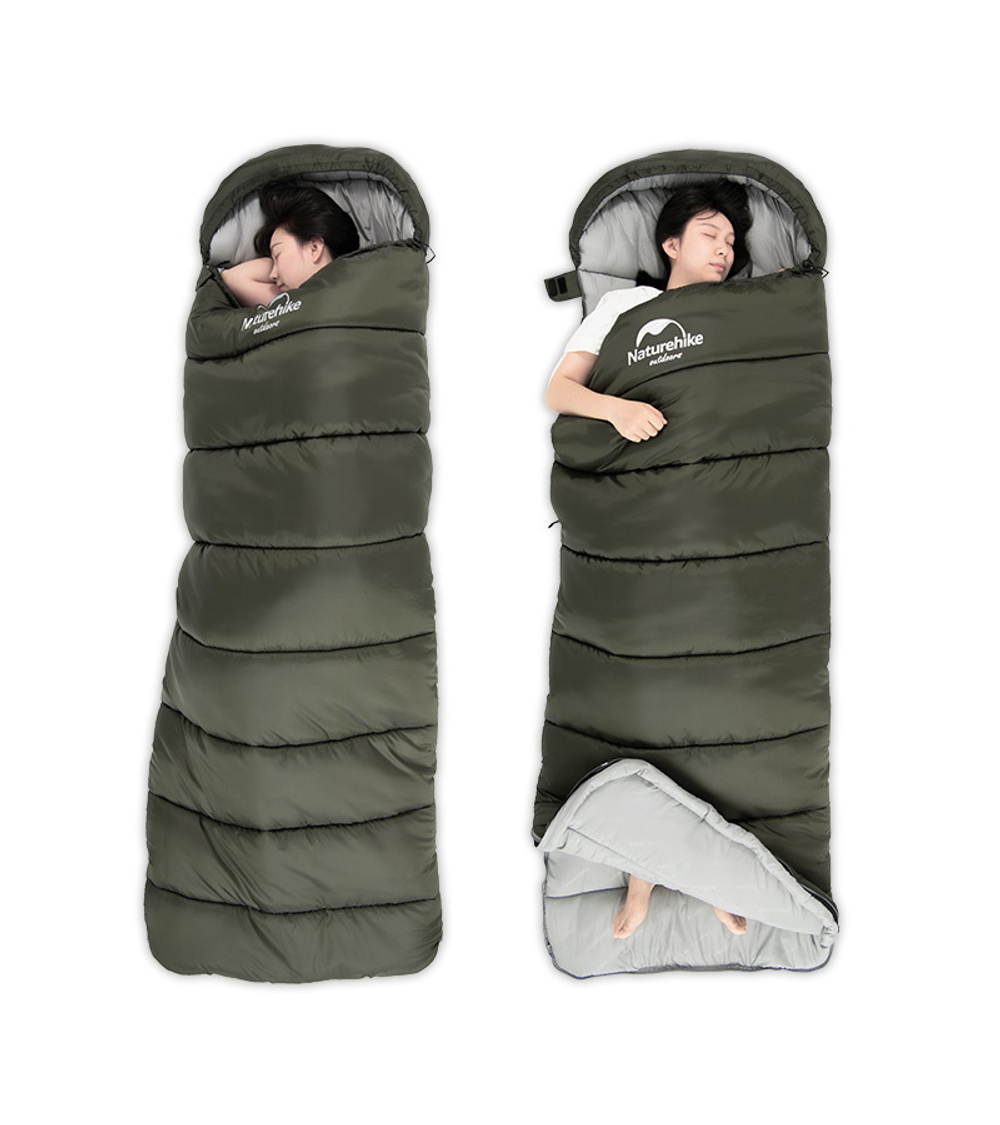 Мешок спальный Naturehike U350S, (190х30)х75 см, (правый) (ТК: -3°C), темно-зеленый