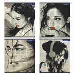 Тетрадь 48л., А5, клетка, Alingar "Girls from newspapers", скрепка, мелованный картон (стандарт), блок офсет, 4 дизайна в пленке т/у