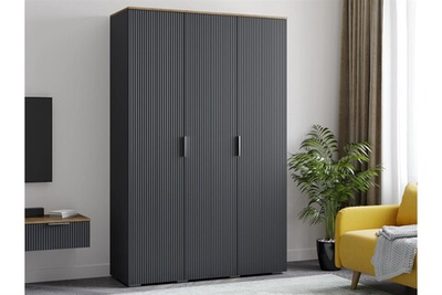 Распашной трехсекционный шкаф Салерно 3 (МДФ) SF-019 Графит Серый графит 0162 РЕ 135*50*212 см, Серый   Фиеста