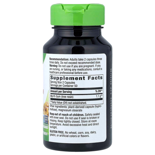 Nature's Way, смола мирры, древесная смола, 100 веганских капсул (550 мг в 1 капсуле)