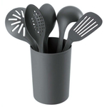 Комплект аксессуаров для кухни 6 предметов с подставкой (серый)