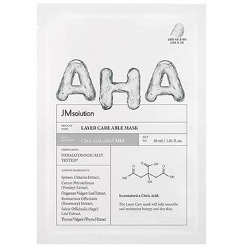 JMsolution Тканевая маска выравнивающая с AHA кислотой - Layer Care Able Mask 30 мл
