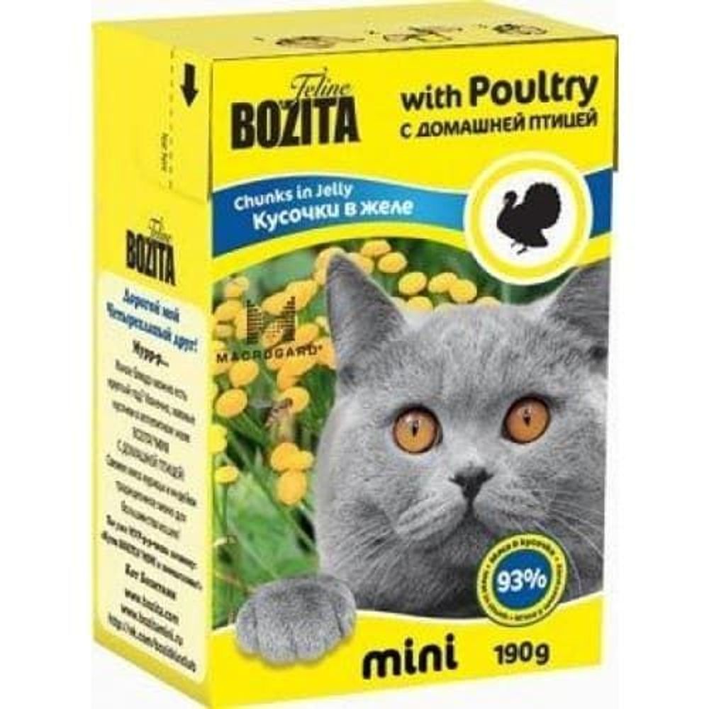 Bozita 190г. Mini Кусочки в желе для кошек - домашняя птица (Poultry)