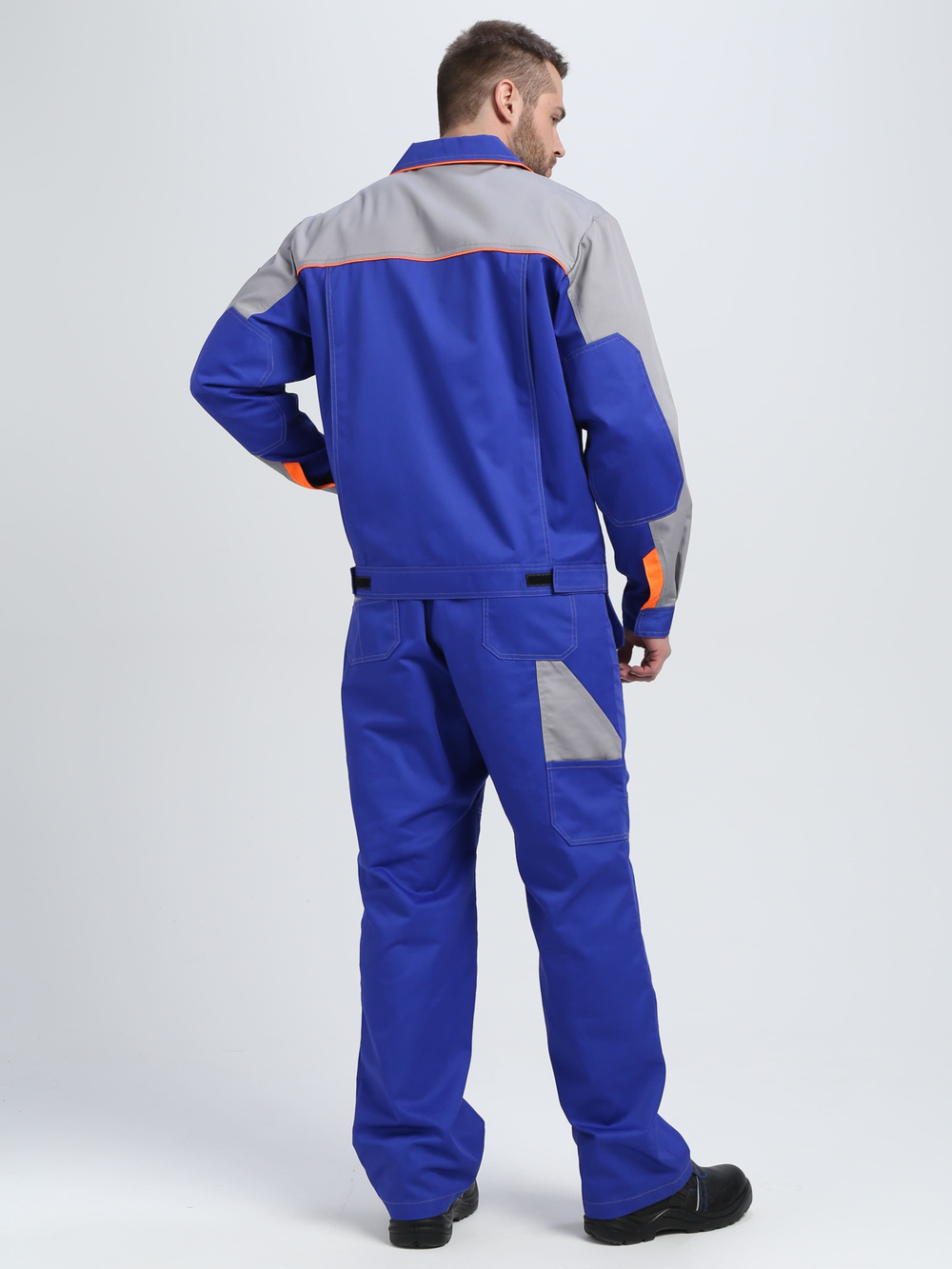 Костюм Драга-2 (тк.Смесовая МВО,240) п/к, васильковый/св.серый/оранжевый