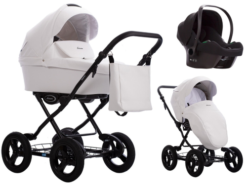 Детская коляска AroTeam Teramo Prima 3 в 1 с автокреслом Avionaut Cosmo 01 белая кожа