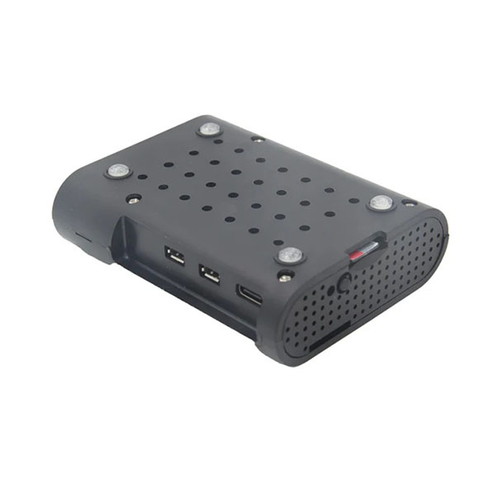 Черный овальный корпус для Raspberry Pi 5 с возможностью размещения вентилятора