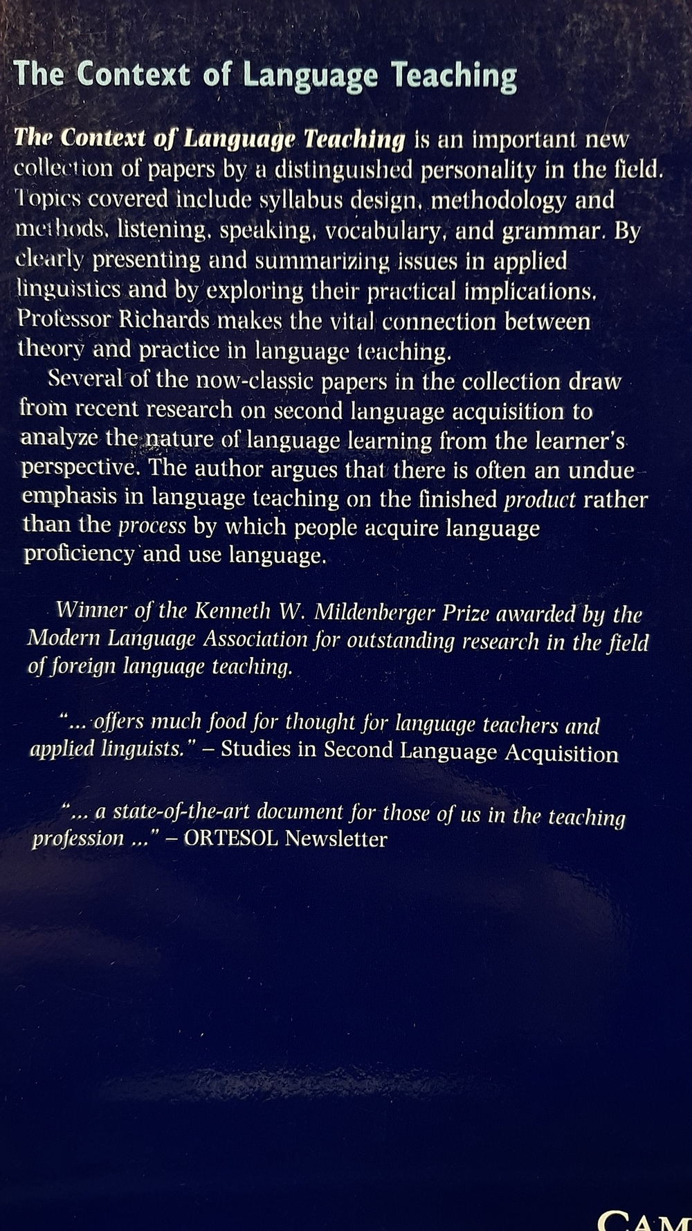 The Context of Language Teaching (Cambridge Language Teaching Library)