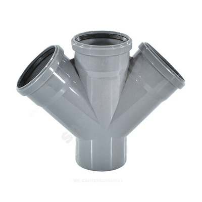 Крестовина PP-H 1-плоскостная серый BASE Дн 50х50х50х45гр б/нап в/к VALFEX 27105050