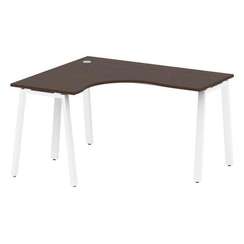Metal System Стол криволинейный левый на А-образном м/к БА.СА-3 (L) Венге Цаво/Металл Белый 1400*120