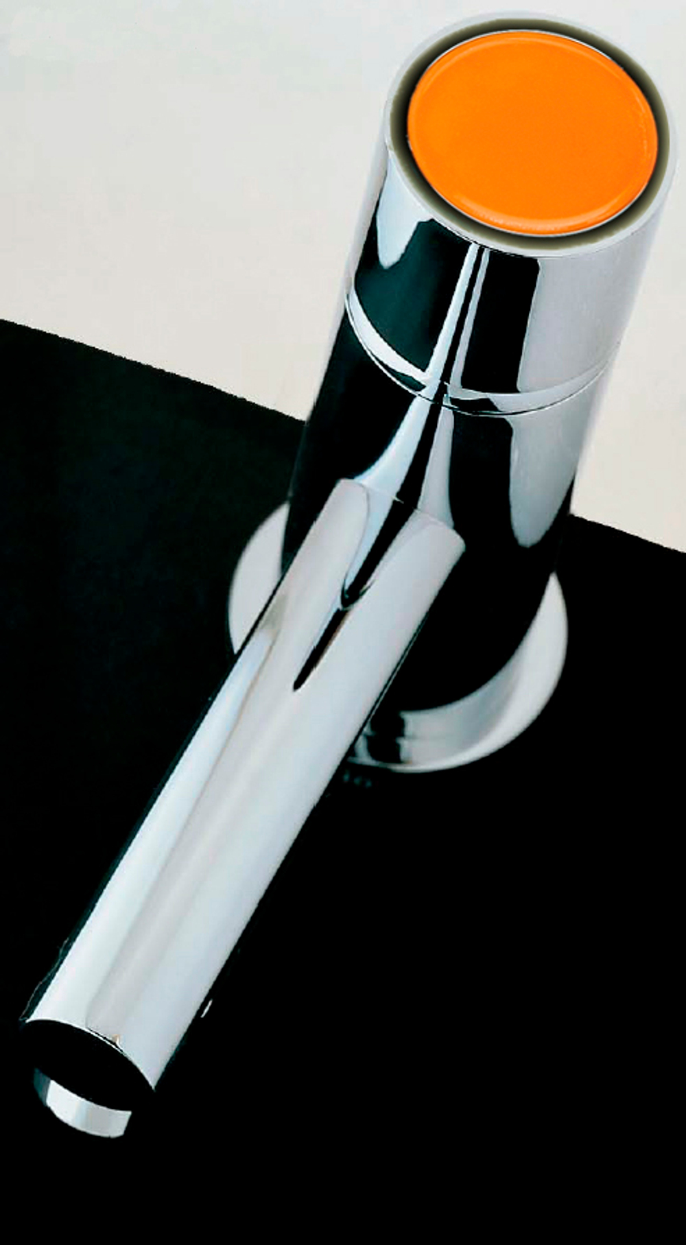 Смеситель для раковины Ritmonio Diametrotrentacinque без донного клапана, оранжевая вставка, хром E0IN0118CRL E036