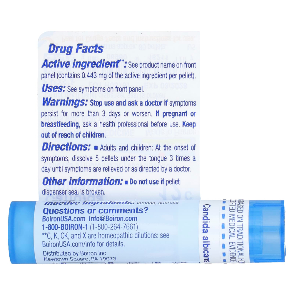 Boiron, Candida Albicans, 12C, средство от дрожжевой инфекции, прибл. 80 гранул