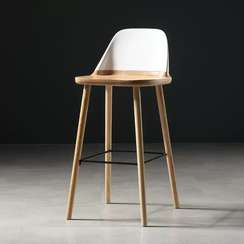 Барный стул Enzo 75 см, светлый бук, белая спинка