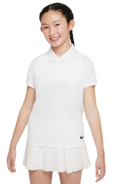 Футболка для девочки теннисная Nike Dri-Fit Victory Golf Polo - white/black