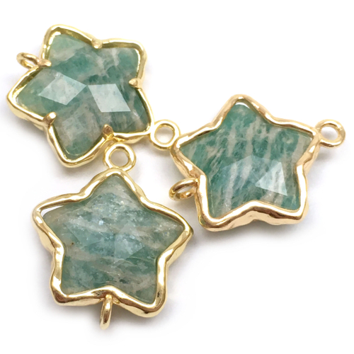 Коннектор из амазонита "Звезда" 22х17 мм, позолота