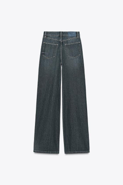 ZARA ДЖИНСЫ Z1975 ПРЯМОГО КРОЯ С ВЫСОКОЙ ПОСАДКОЙ, ЗЕЛЕНОВАТО-СИНИЙ