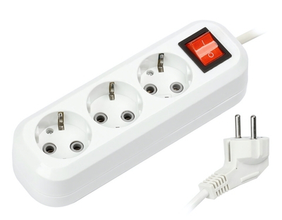 Удлинитель Smartbuy, 3 гнезда 5 метров 16А/3,5кВт с выкл. и заземлением ПВС 3х1,0 (SBE-16-3-05-ZS)