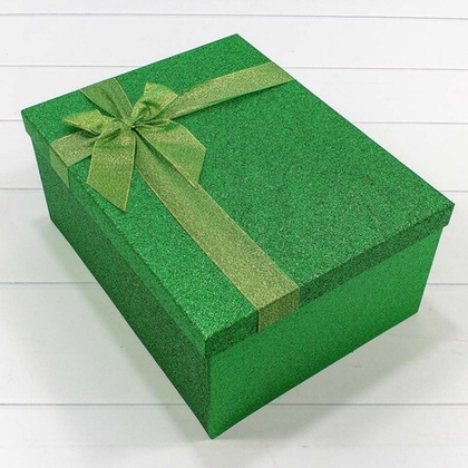 Коробка Прямоугольная зеленая Блеск 32*24,5*14,4