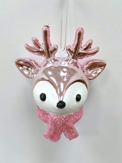 Елочная игрушка "Новогодний олененок" 7*11*20 см, розовый (Серпантин)