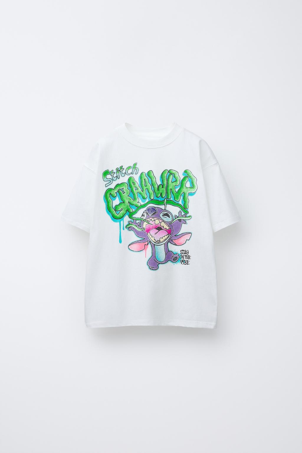 ZARA ФУТБОЛКА С ПРИНТОМ LILO & STITCH © DISNEY, ЖЕЛТОВАТО-БЕЛЫЙ