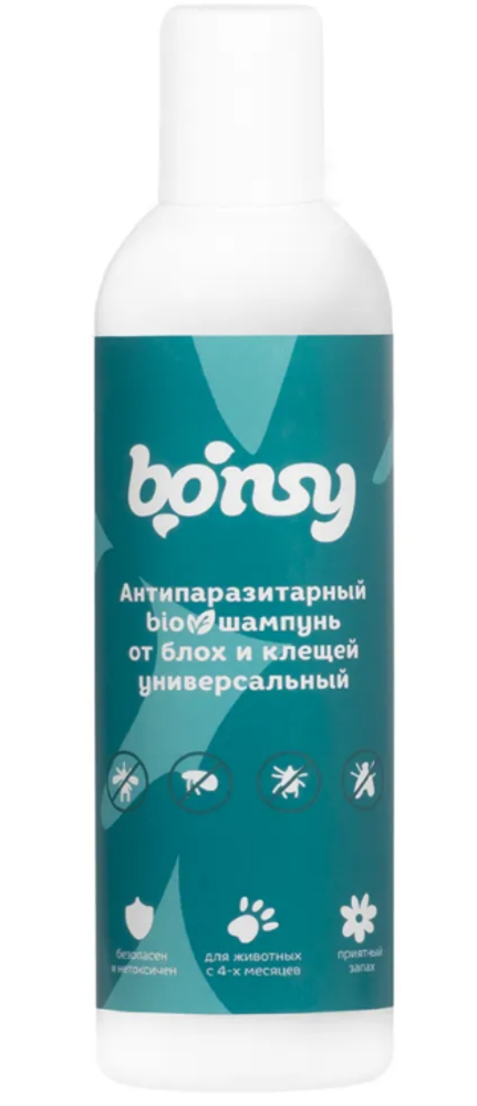 БИО-шампунь Bonsy 250мл антипаразитарный универсальный от блох и клещей