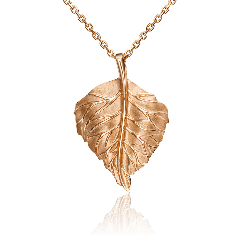 Подвеска «Берёзовый лист» из красного золота