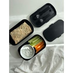 Ланч-бокс с приборами Food Time, 1 л, черный