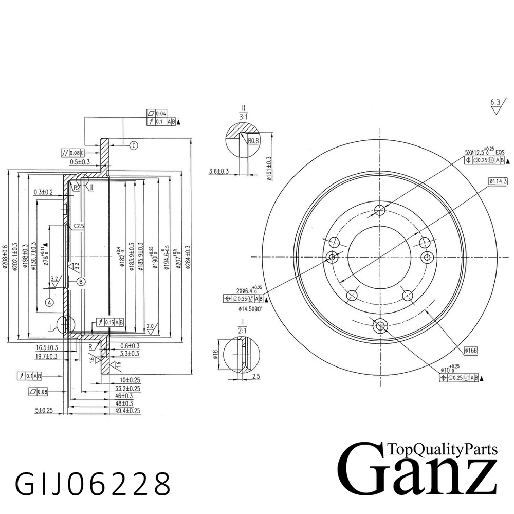Диск тормозной задний с покрытием HYUNDAI Grandeur/KIA Opirus all 06 GANZ GIJ06228
