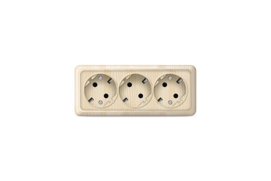 Розетка UNIVersal Олимп СОСНА 3-местная о/п с/з 16А 220В