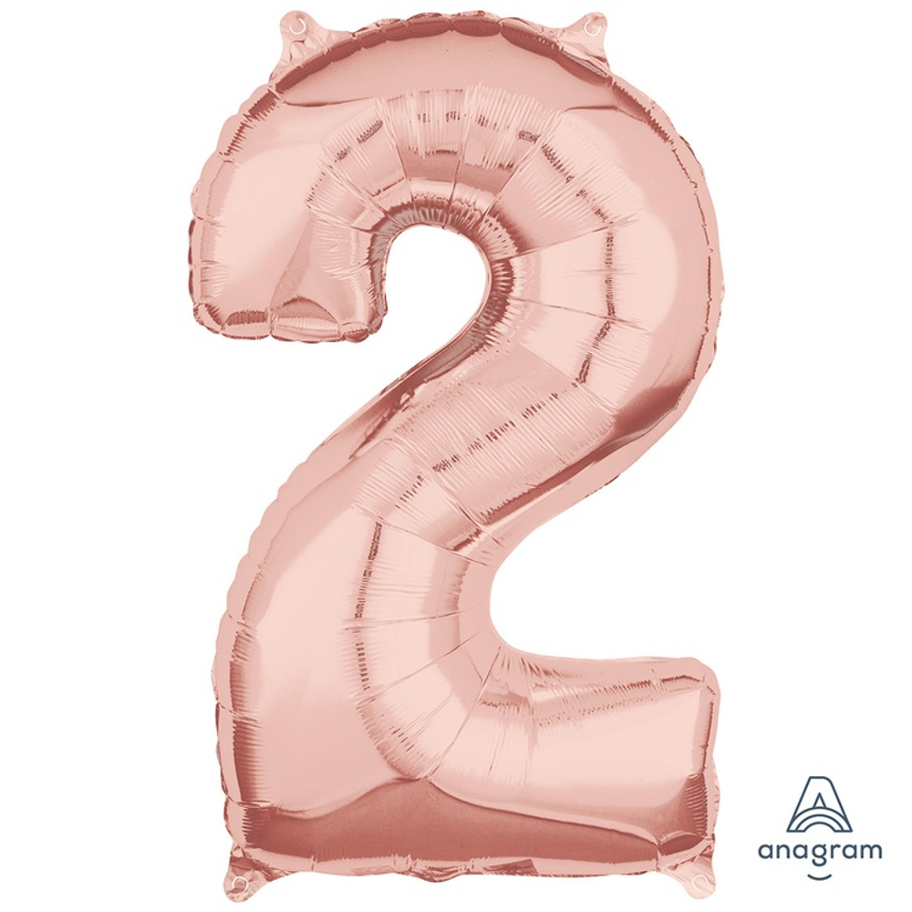 Шар фольгированный Цифра 2 66 см (Розовое Золото)