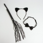 Эротический набор «Поиграем?»: ободок, плетка, бабочка (Цвет: черный)