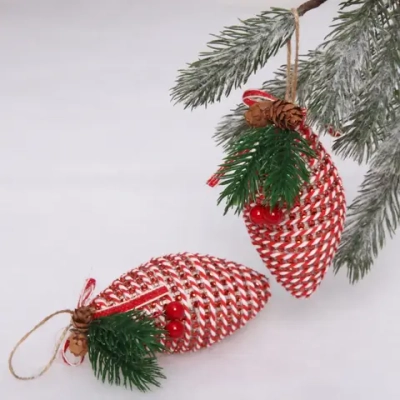 Ёлочные игрушки «Сосульки со стразами» 12 см (набор 2 шт), Красный