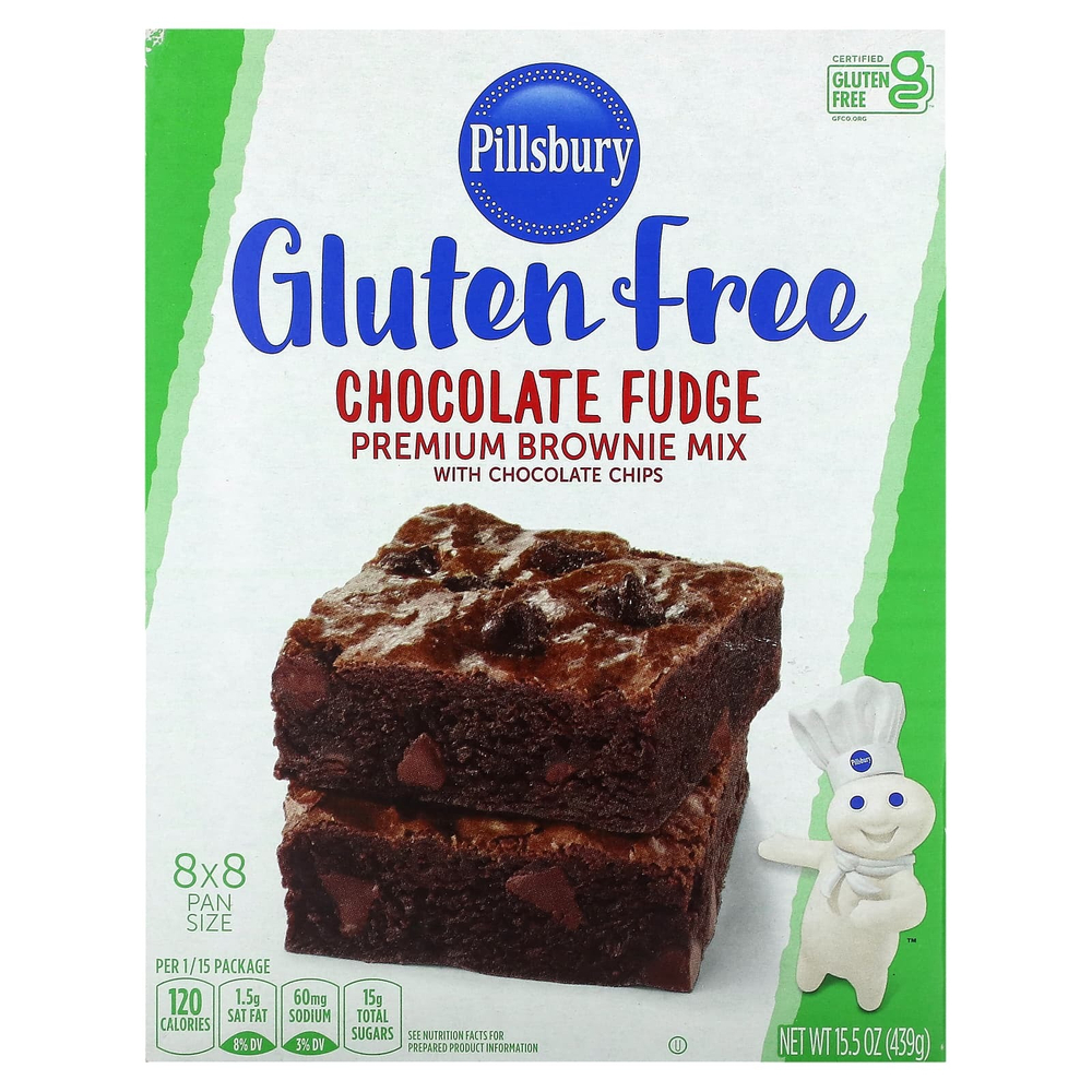 Pillsbury, Шоколадная помадка премиум-смесь для брауни с шоколадной крошкой, без глютена, 439 г (15,5 унции)