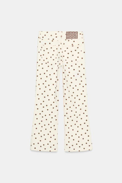 ZARA ДЖИНСЫ Z1975 МИНИ-КЛЕШ СО СРЕДНЕЙ ПОСАДКОЙ И В ГОРОШЕК, ЖЕЛТОВАТО-БЕЛЫЙ