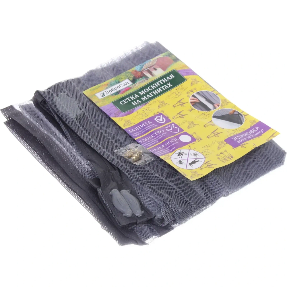 Антимоскитная сетка дверная на магнитах 100*210см «Элис» серая ДоброСад