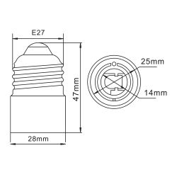 LH27-14L Переходник с цоколя Е27 на Е14. Материал корпуса PBT
