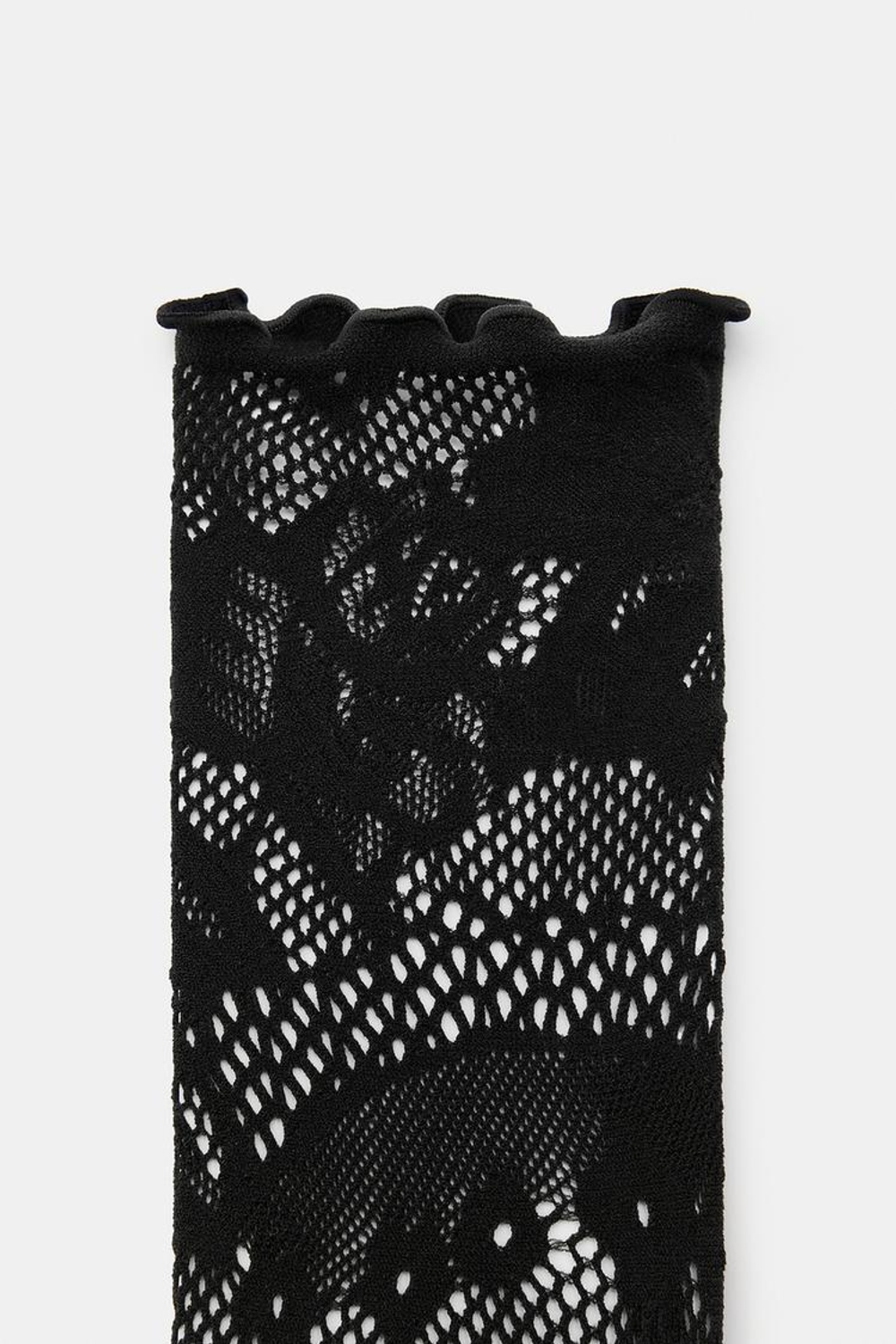 ZARA БЕСШОВНЫЕ НОСКИ С КРУЖЕВОМ, ЧЕРНЫЙ
