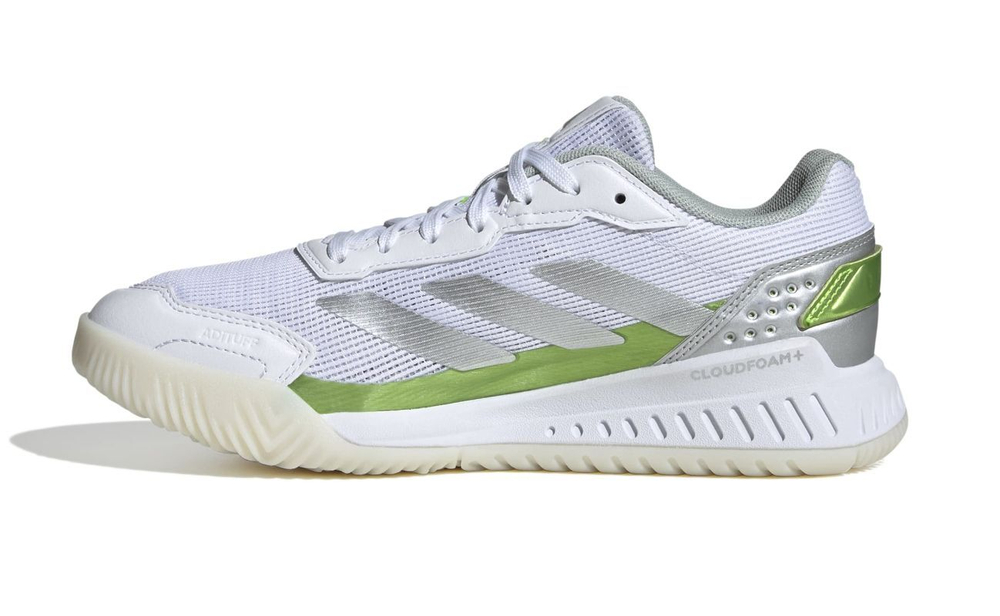 Женские кросовки для падел Adidas Courtquick Padel W - ftw белый/серебристый металлик/яркий лимонный
