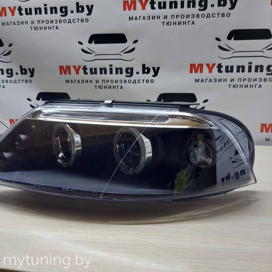Передние фары angel eyes black для VW Passat B5 GP