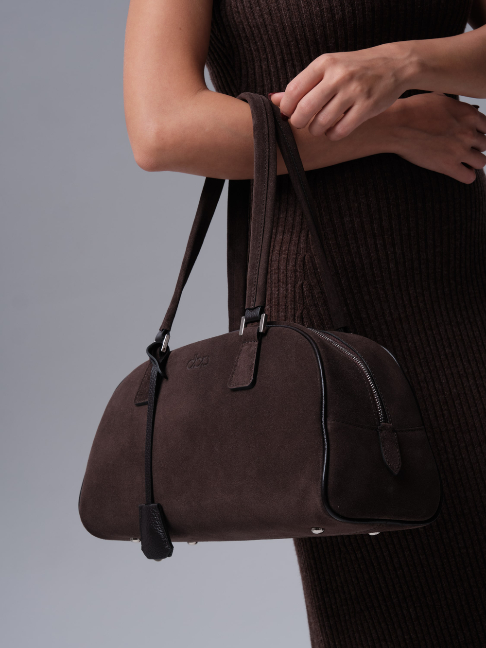 Замшевая сумка DBR 31358 темно-коричневый велюр