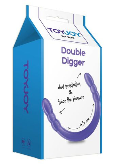 Фиолетовый двусторонний фаллоимитатор DOUBLE DIGGER DONG - 45 см.