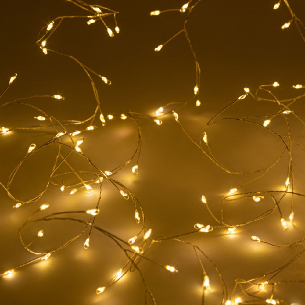 Светодиодная новогодняя гирлянда ЭРА ENIZ-800W занавес Роса-мишура 3*2 м теплый свет 800 microled IP20 | Гирлянды