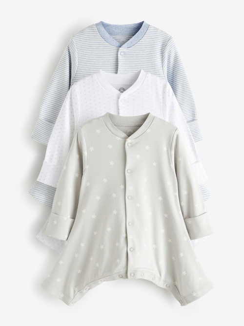 Боди с длинным рукавом для малышей с дисплазией тазобедренного сустава Next N45-122, 3 шт., Белый, Серый