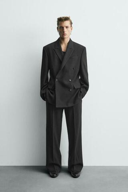 ZARA КОСТЮМНЫЕ БРЮКИ В ТОНКУЮ ПОЛОСКУ — LIMITED EDITION, ЧЕРНЫЙ