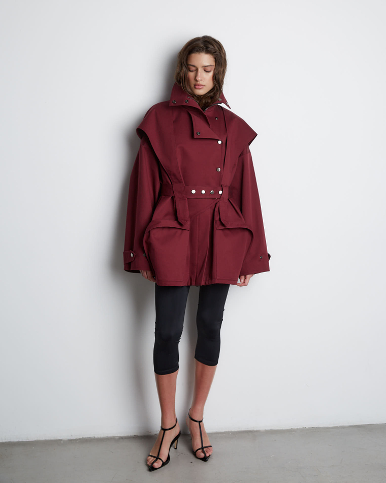 Тренч на молнии из хлопка Берберри бордо
