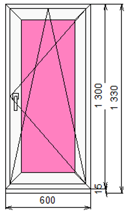 Пластиковое окно 1300 х 600 ТермА Эко