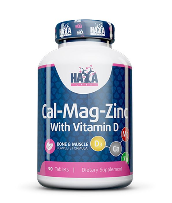 Кальций, Магний и Цинк с Витамином Д, Calcium Magnesium &amp; Zinc with Vitamin D, Haya Labs, 90 таблеток