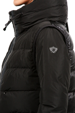 Пальто 2в1 DiegoM 804 черный матовый верх карман мех