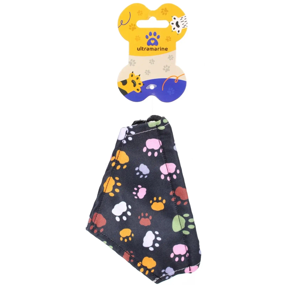 Ошейник с банданой для кошек и собак мелких пород «Стильный БРО», принт лапки, рS, 18,5*12,5см (лейбл)