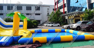 Надувная водная горка с бассейном «Пляжный оазис», 16*7*7 м