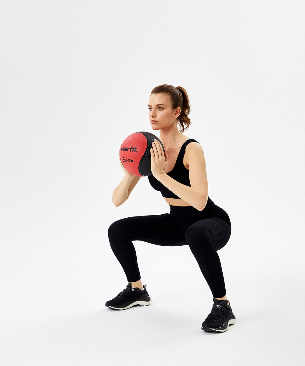 Медбол высокой плотности GB-702, 5 кг, красный